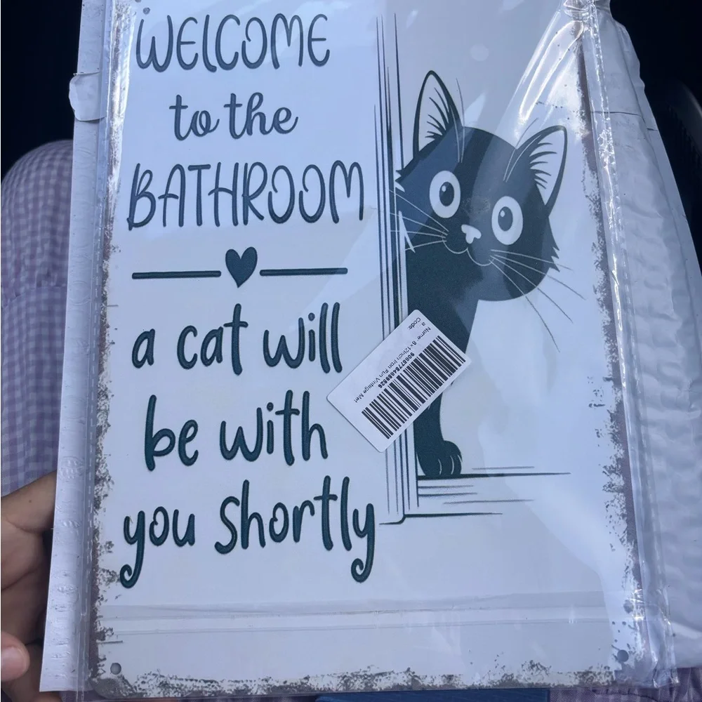 Bathroom Cat Wall Mat - White and Black